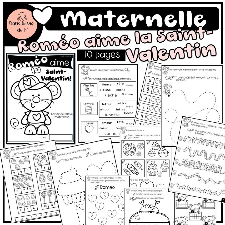 💗 Maternelle – Roméo aime la Saint-Valentin 🐭💘- cahier d'activités