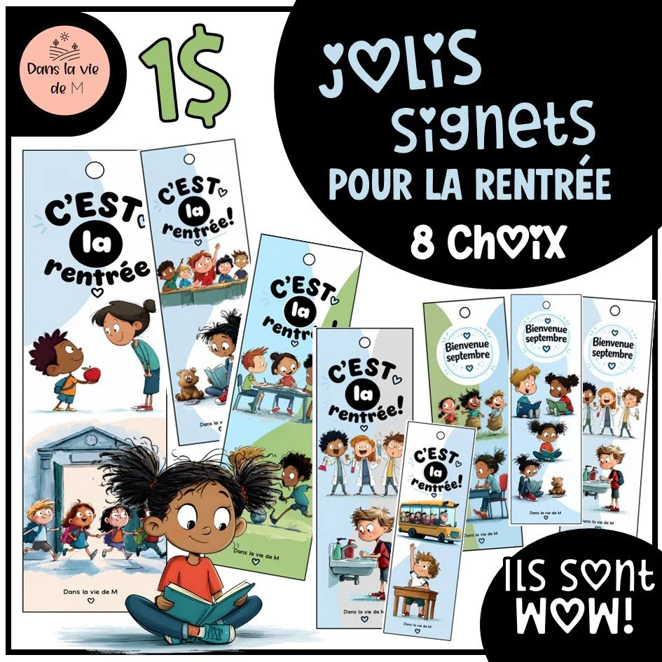 🚨 NOUVEAUTÉ! 📚 Jolis signets pour la rentrée – 8 modèles