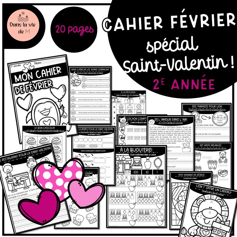 💘 Cahier de février – Spécial Saint-Valentin (2e année) 💘