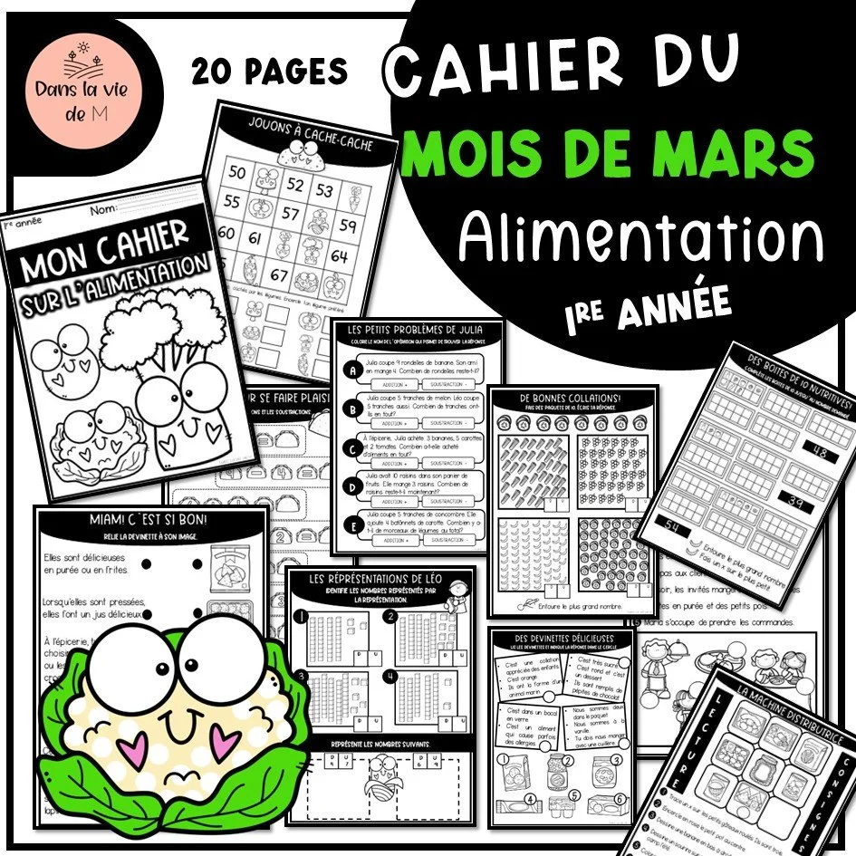 ✨ Cahier du mois de MARS – Alimentation🥦-1re année