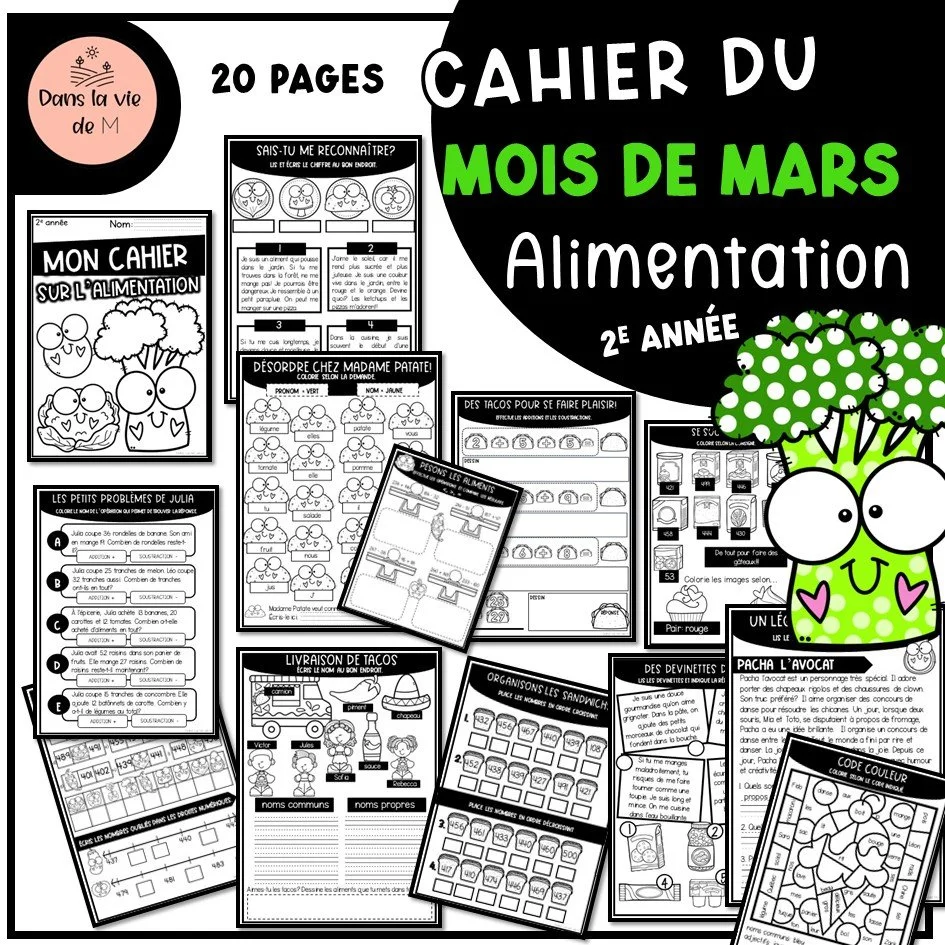 ✨ Cahier du mois de MARS – Alimentation🥦-2e année