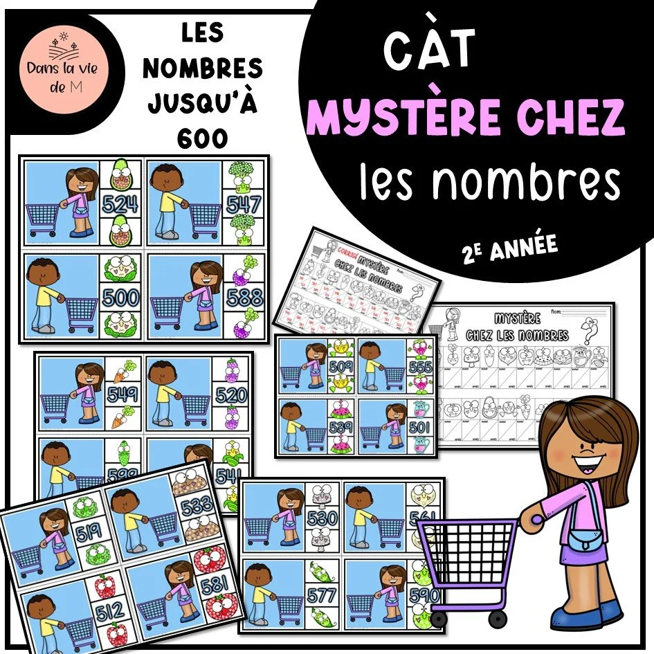 Mystère chez les nombres – 2e année🛒🥚🍓