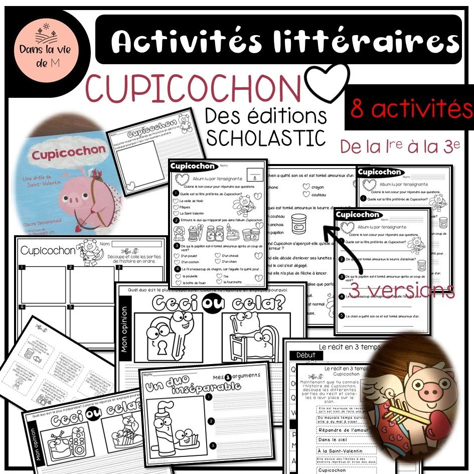 💗 Activités littéraires Cupicochon 8 activités 🐷- 1er cycle