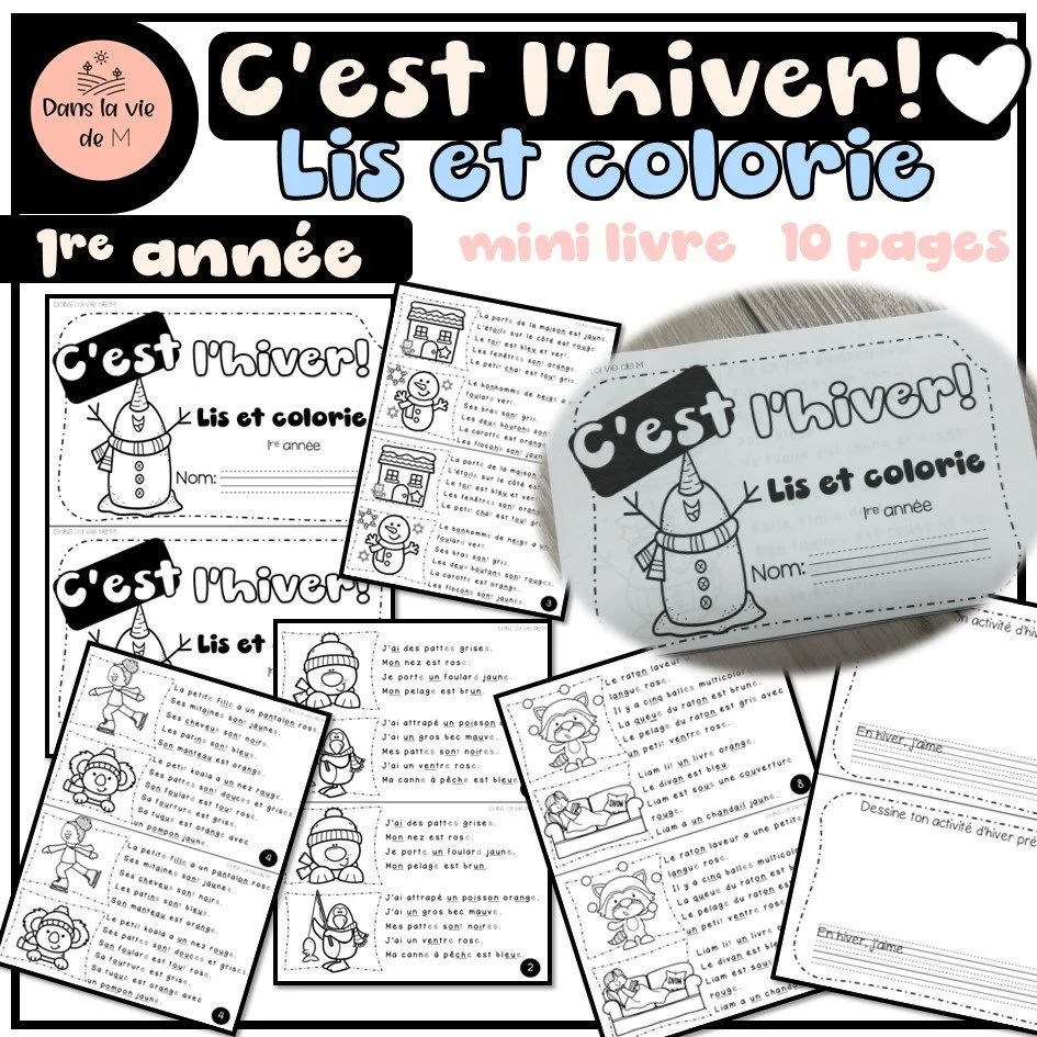 ❄️📘 Mini-livre “C’est l’hiver ! – Lis et colorie” (1re année)