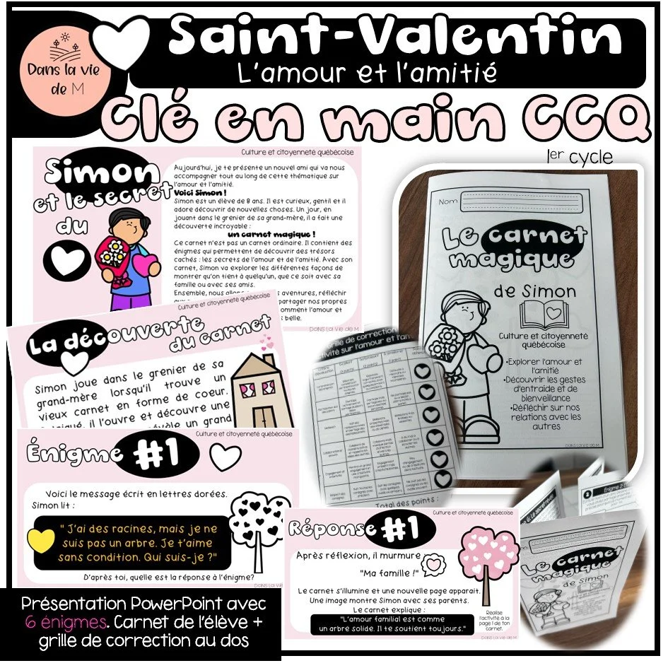 💖 Un projet clé en main en CCQ pour la Saint-Valentin 💖 1er cycle