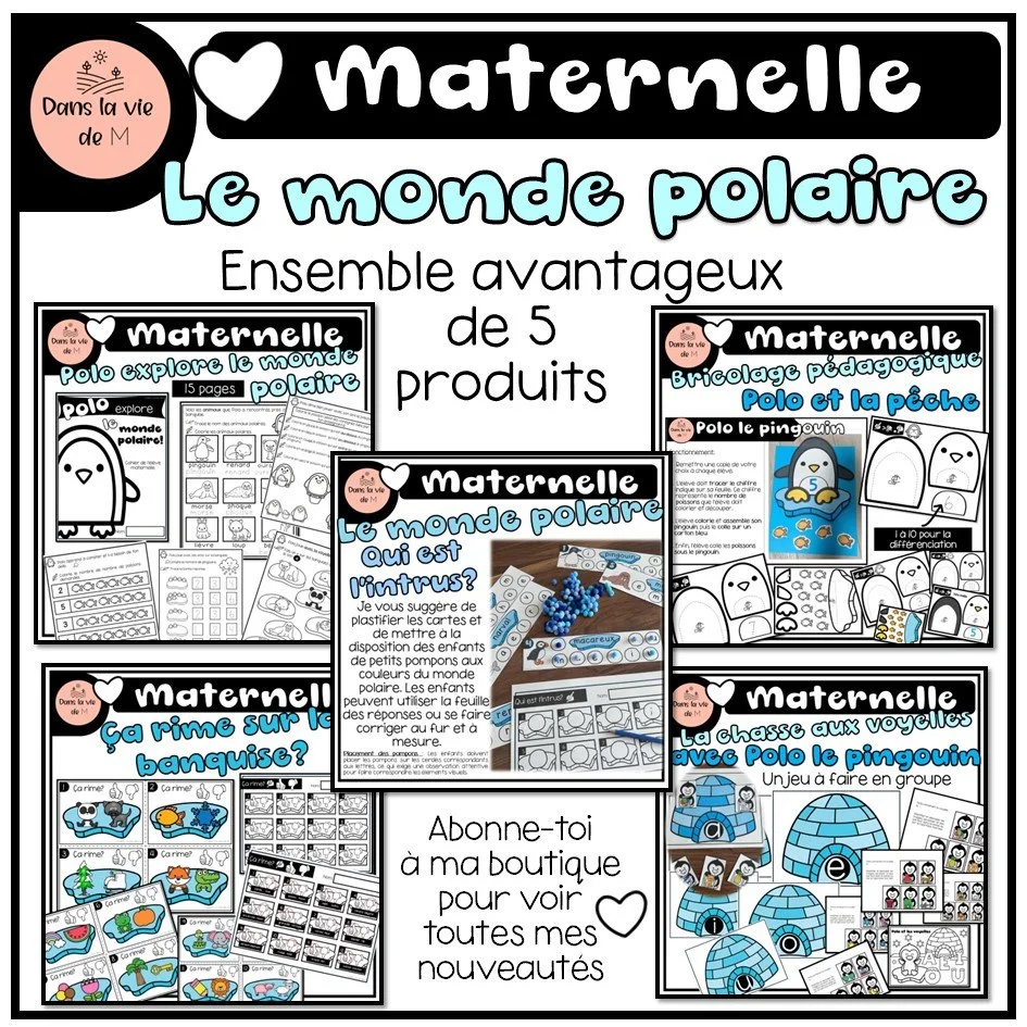❄️ Maternelle – Ensemble Monde polaire 🐧🌨️ Un lot avantageux de 5 produits pour explorer l’hiver autrement !
