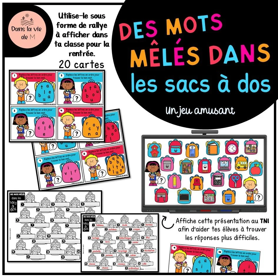 🚨NOUVEAUTÉ! -🎒 Des mots mêlés dans les sacs à dos
