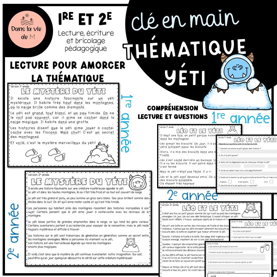 ❄️💙 Thématique YÉTI – Clé en main (1re et 2e année)