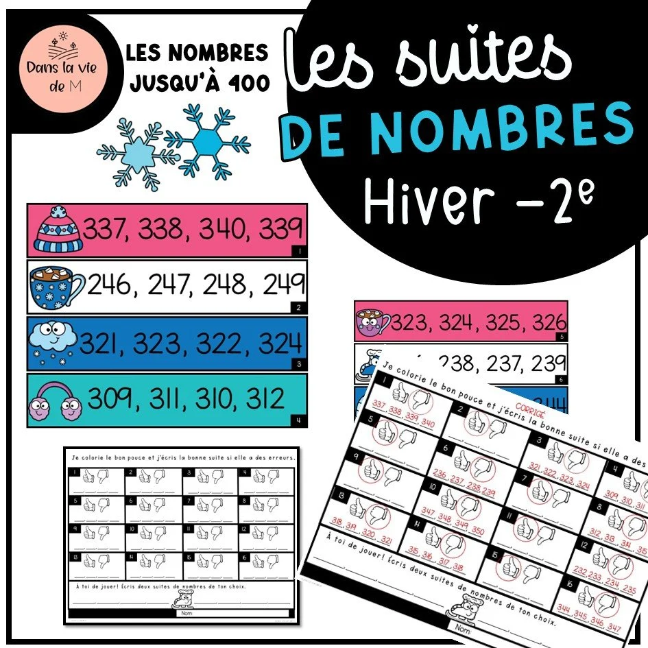 ❄️ Les suites de nombres – Hiver | 2e année (0 à 400)