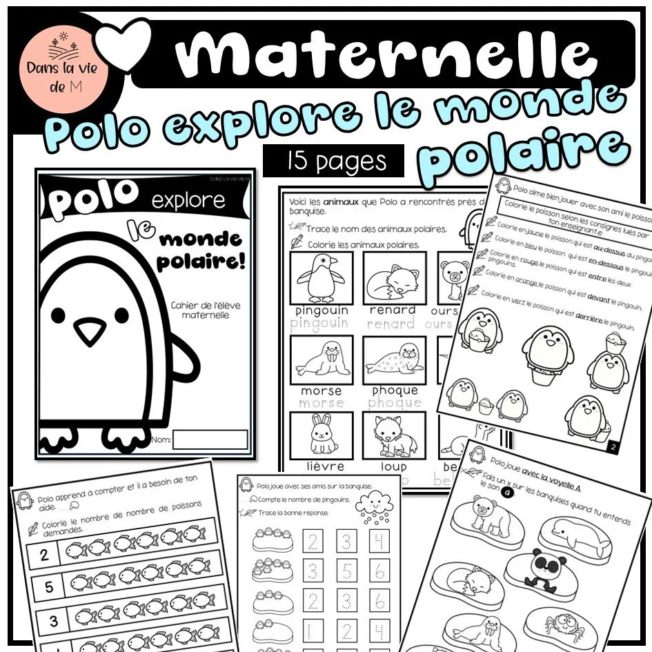 ❄️ Maternelle – Polo explore le monde polaire 🐧🌨️ 15 pages d’activités variées