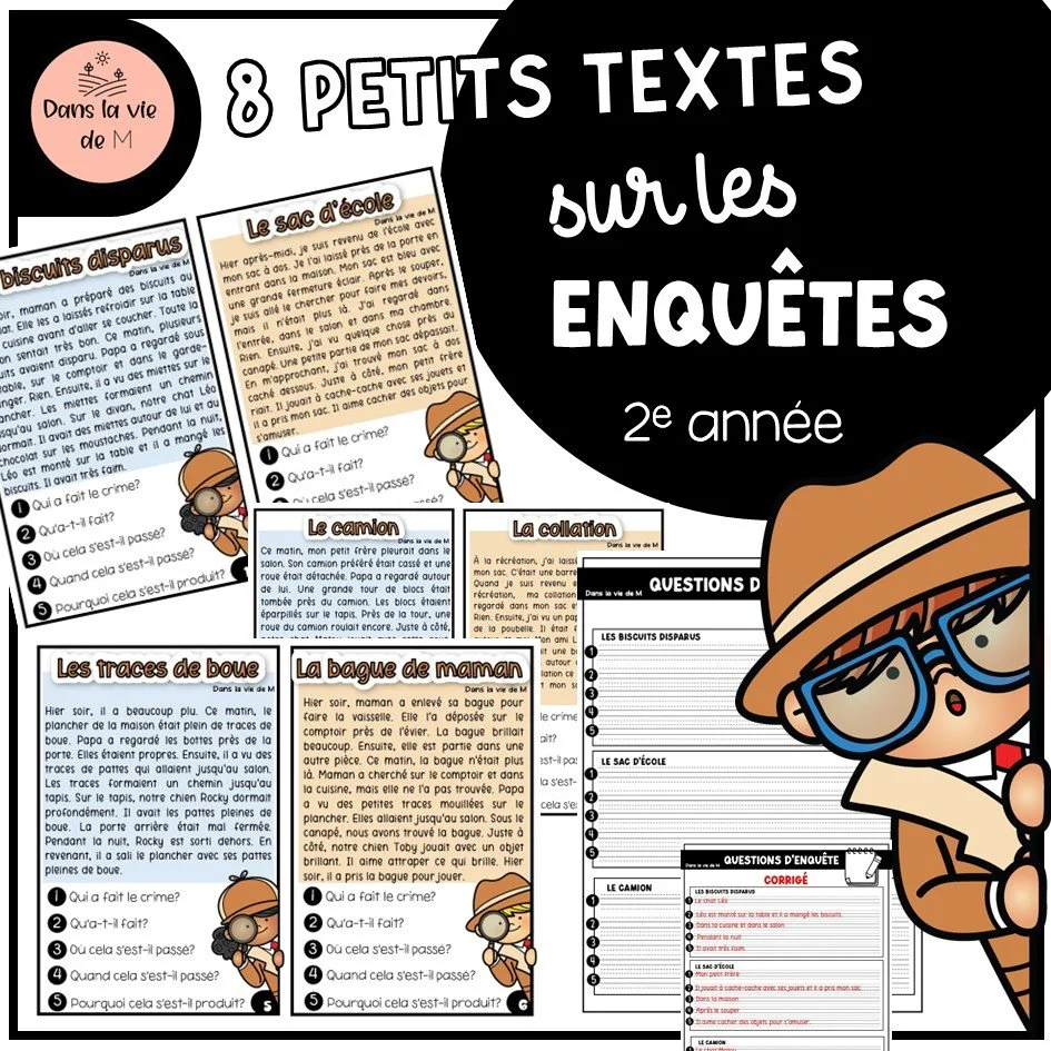 🕵️‍♀️ 8 petits textes sur les enquêtes – 2e année