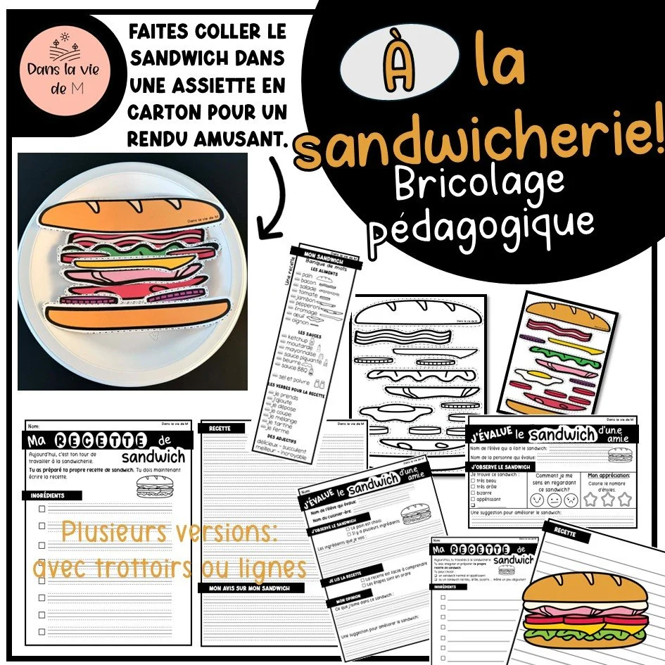 🥪 À la sandwicherie! - Bricolage pédagogique🍅
