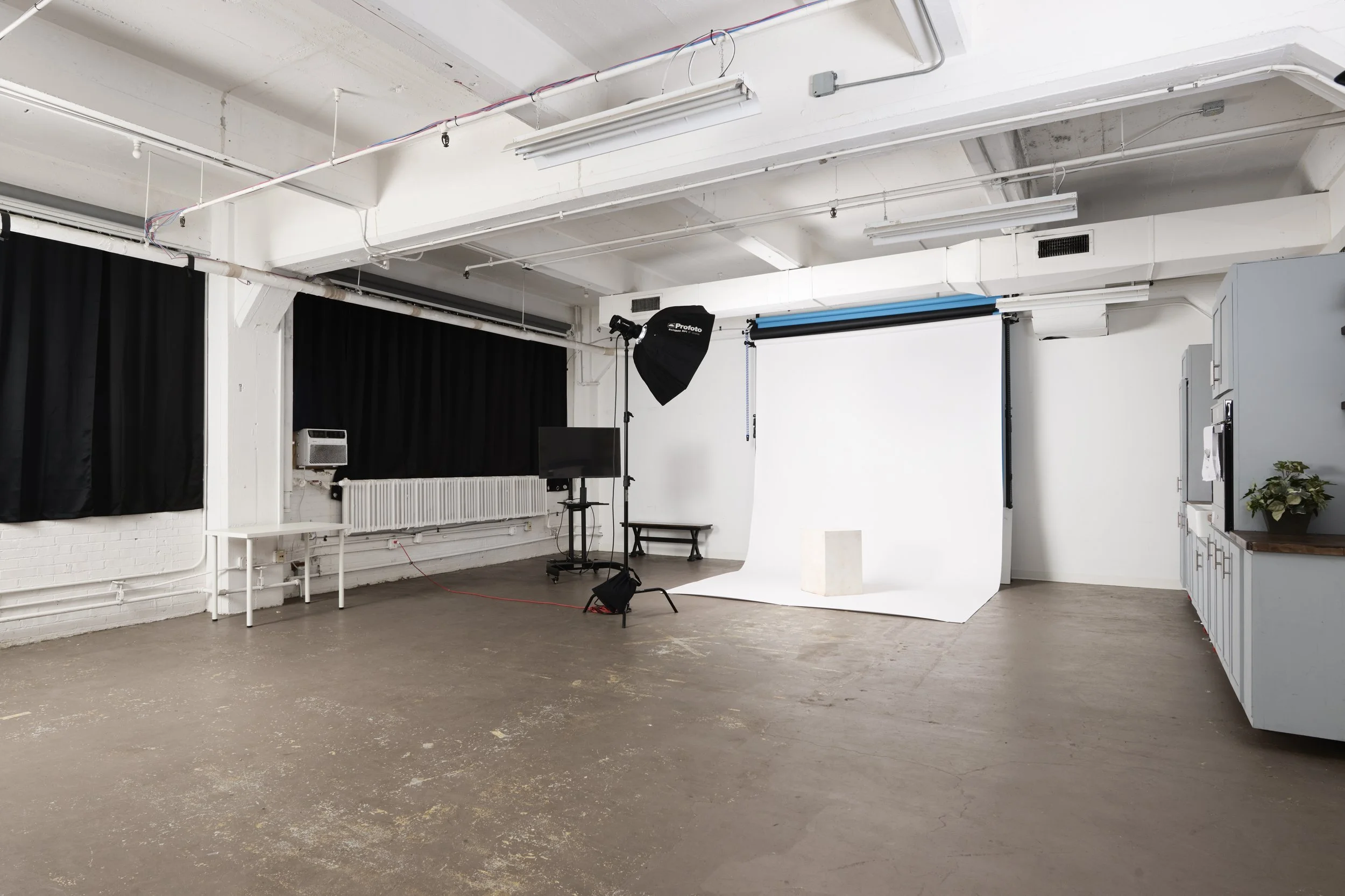 Main shooting bay with curtains drawn