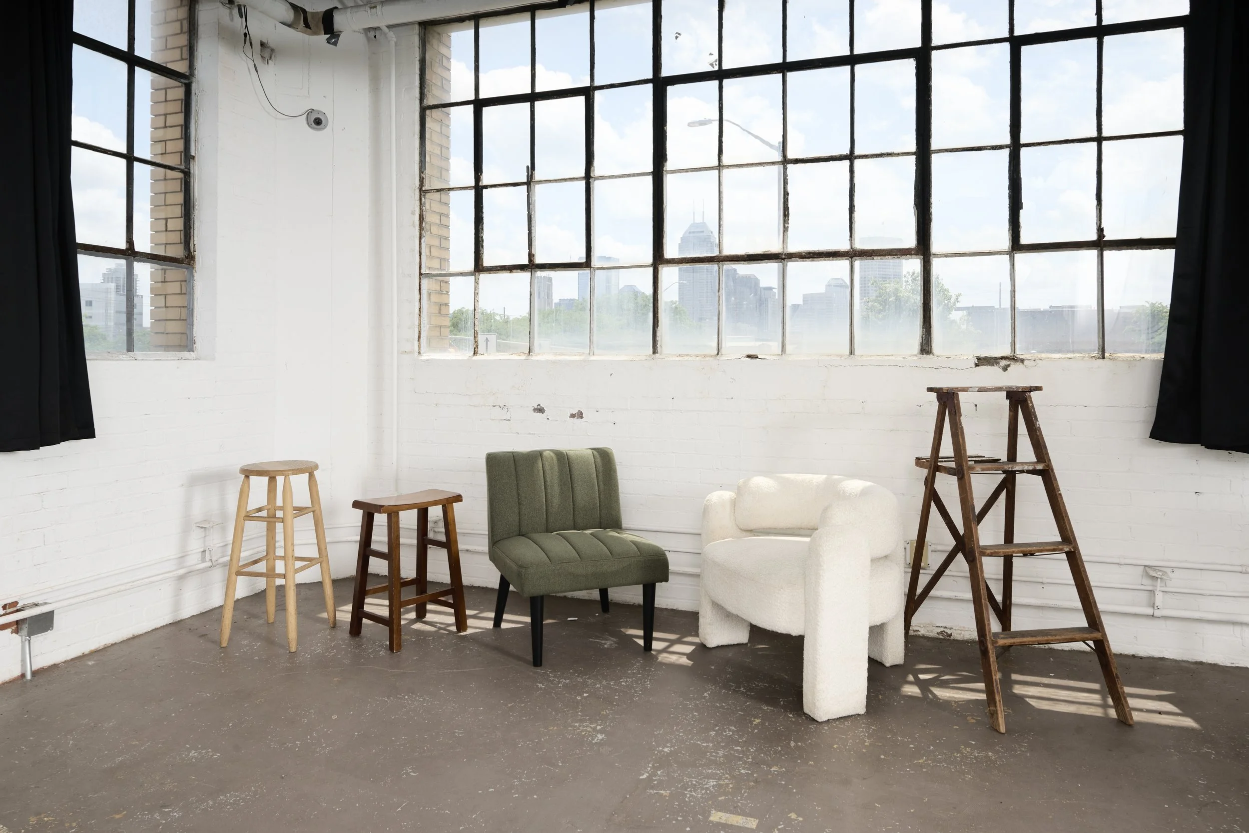 South East corner of main shooting bay with our furniture props