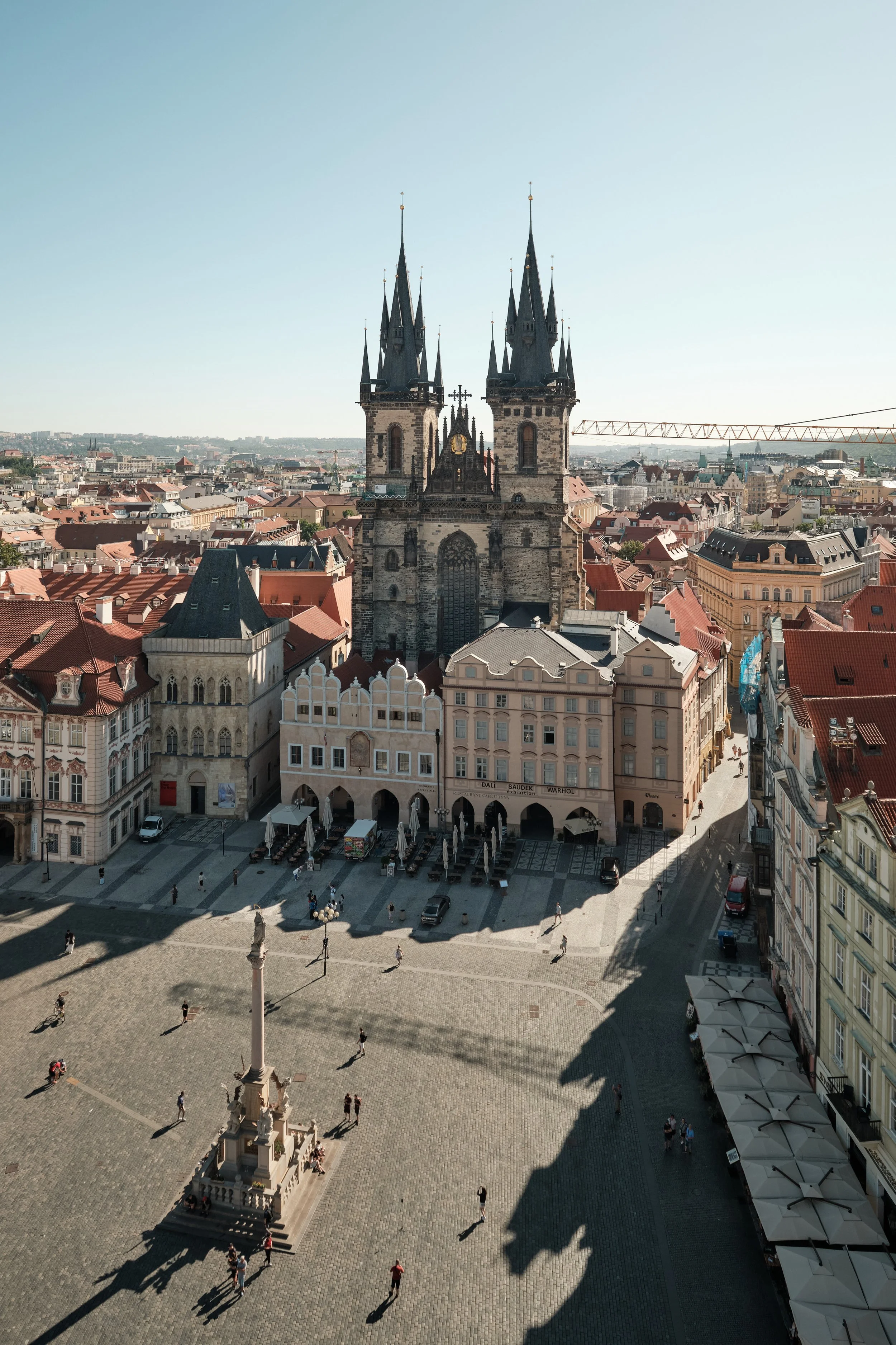 The soaring twin spires of Týn Church