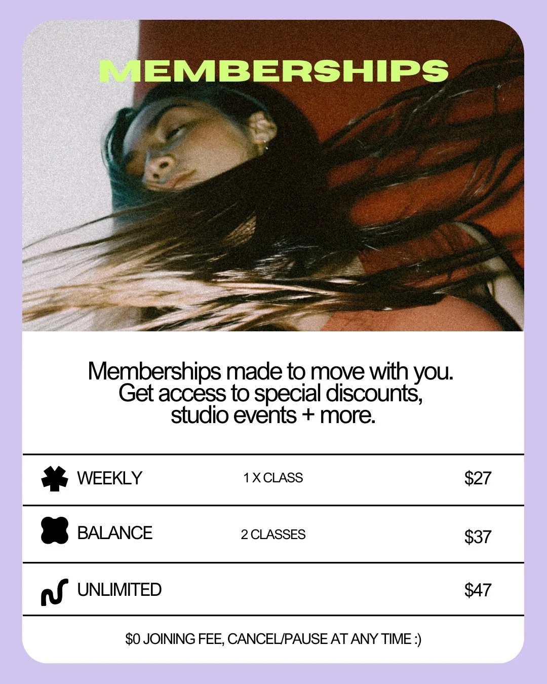 Did we mention lotsa perks? Say heyyyy to our Memberships β¨π 
Get discounts to your favourite activewear and wellness brands (we see you 15% off @lskd), free monthly community coffees and all the Pilates πͺπΌ