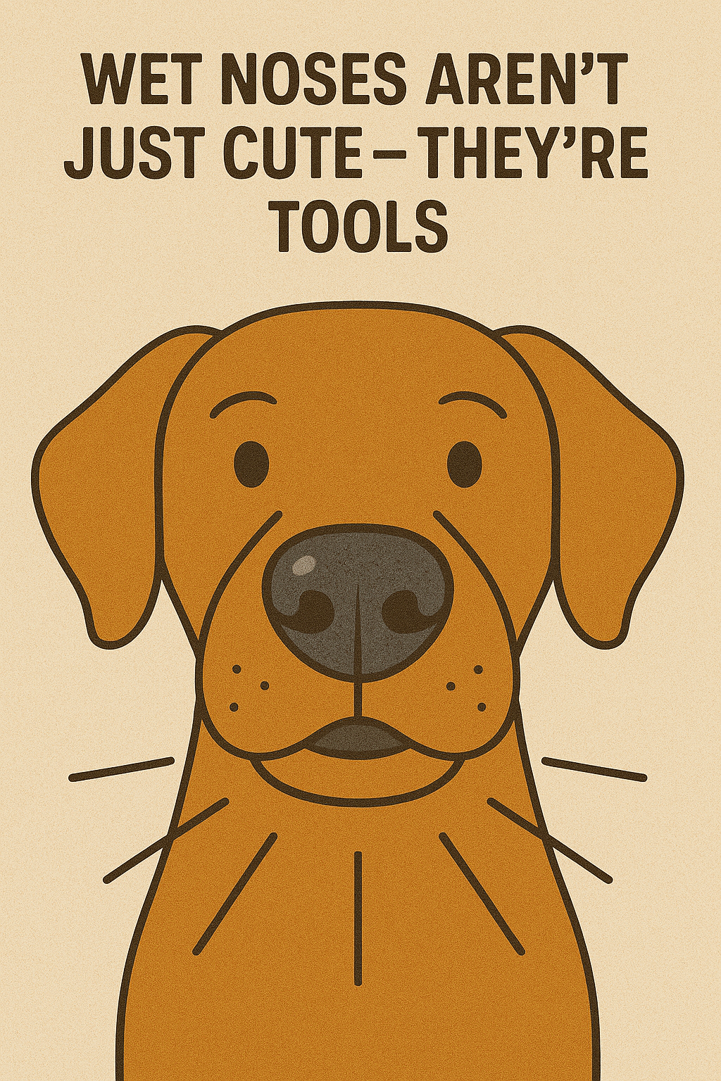 An illustrated dog with the caption 'Wet noses aren't just cute — they're tools'.