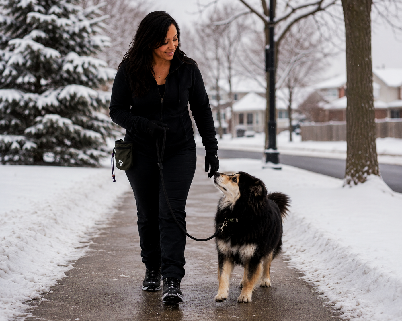 winter loose leash training