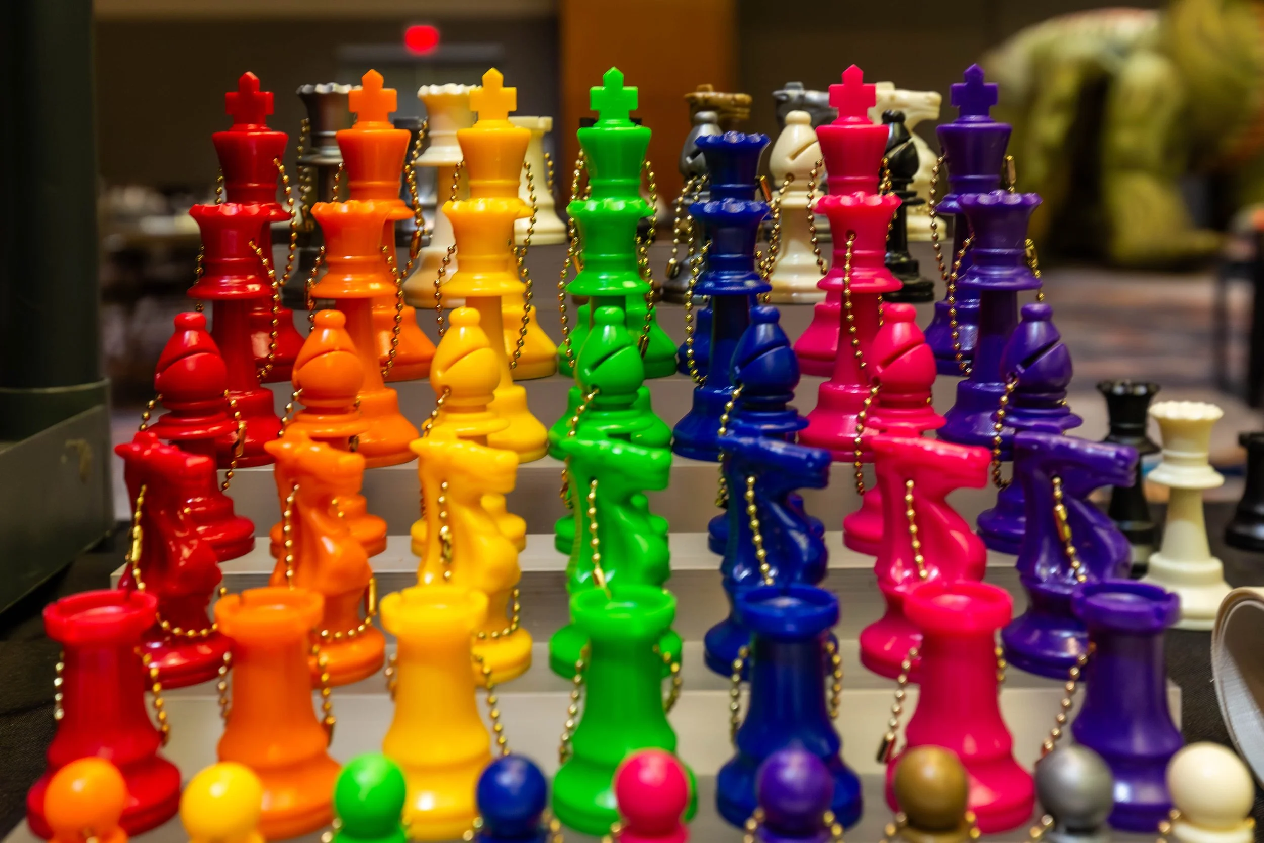Colored Chess Piece Key Chains