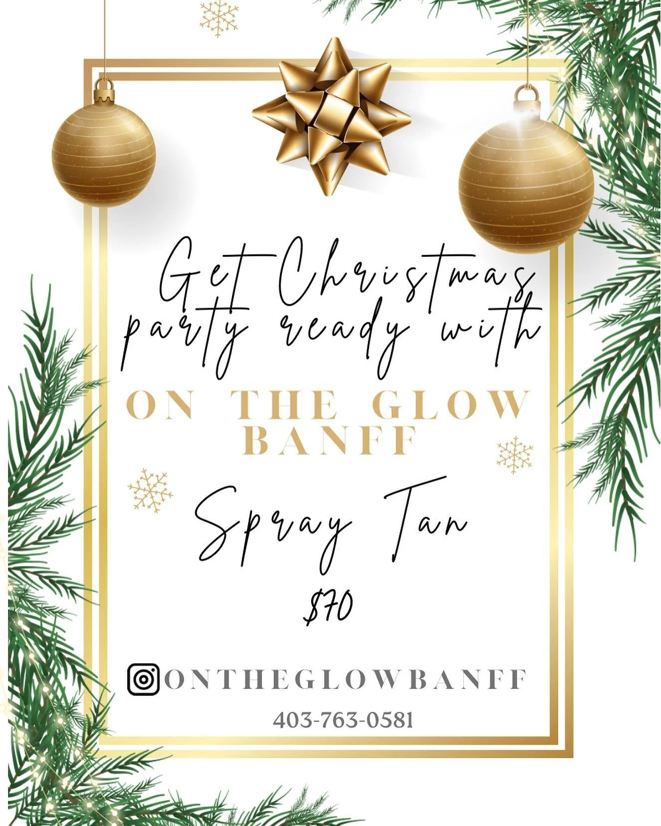 Christmas season is here. Get your glow on for the party of the year🙌  #banffspraytan  #canmorespraytan  #spraytan