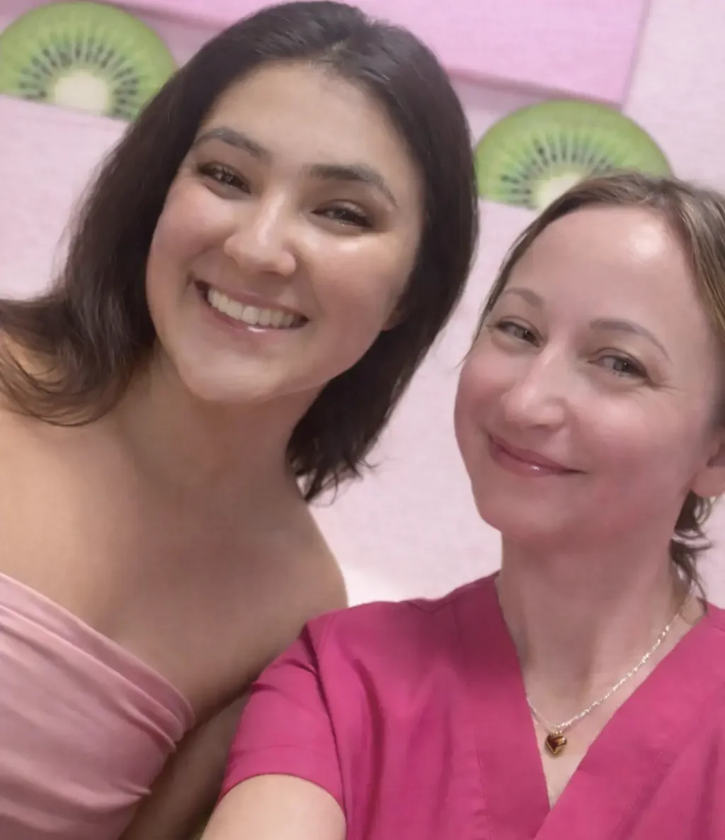 Returning client with her esthetician at Kiwi Spa San Diego