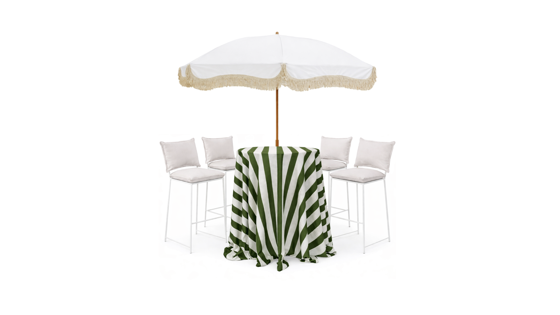 PAQUETE 4 Pax: Mantel verde rayado + Periquera Smith + Sombrilla