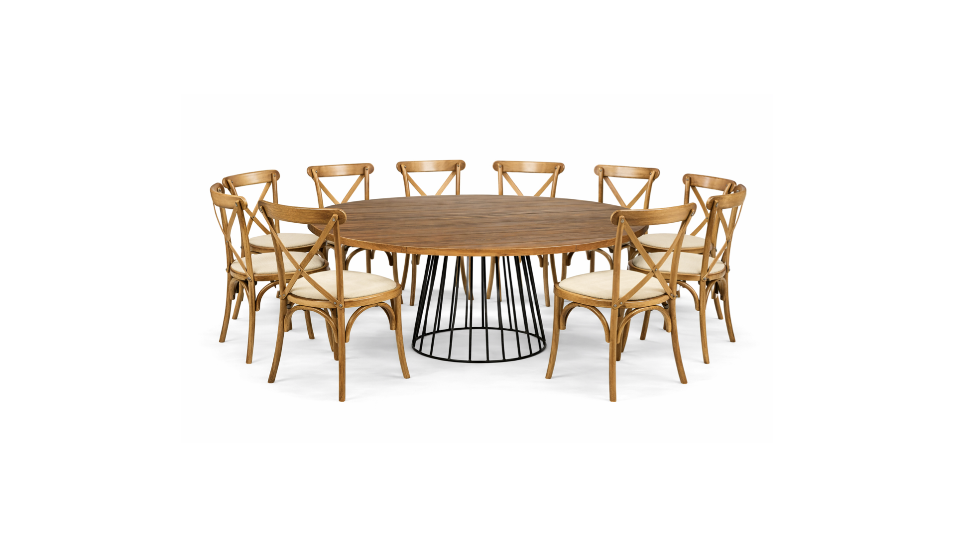 PAQUETE 10 Pax: Mesa circular negra + Crossback