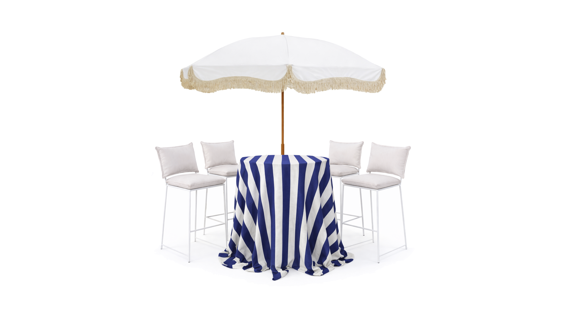 PAQUETE 4 Pax: Mantel azul rayado + Periquera Smith + sombrilla