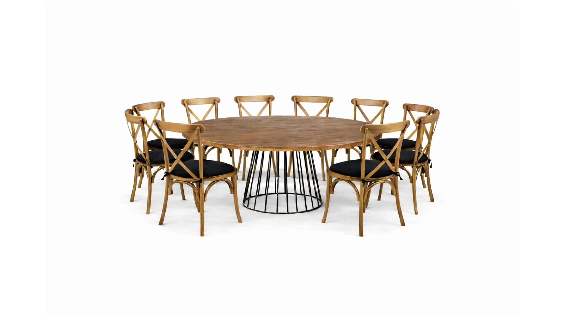 PAQUETE 10 Pax: Mesa circular negra + Crossback negra