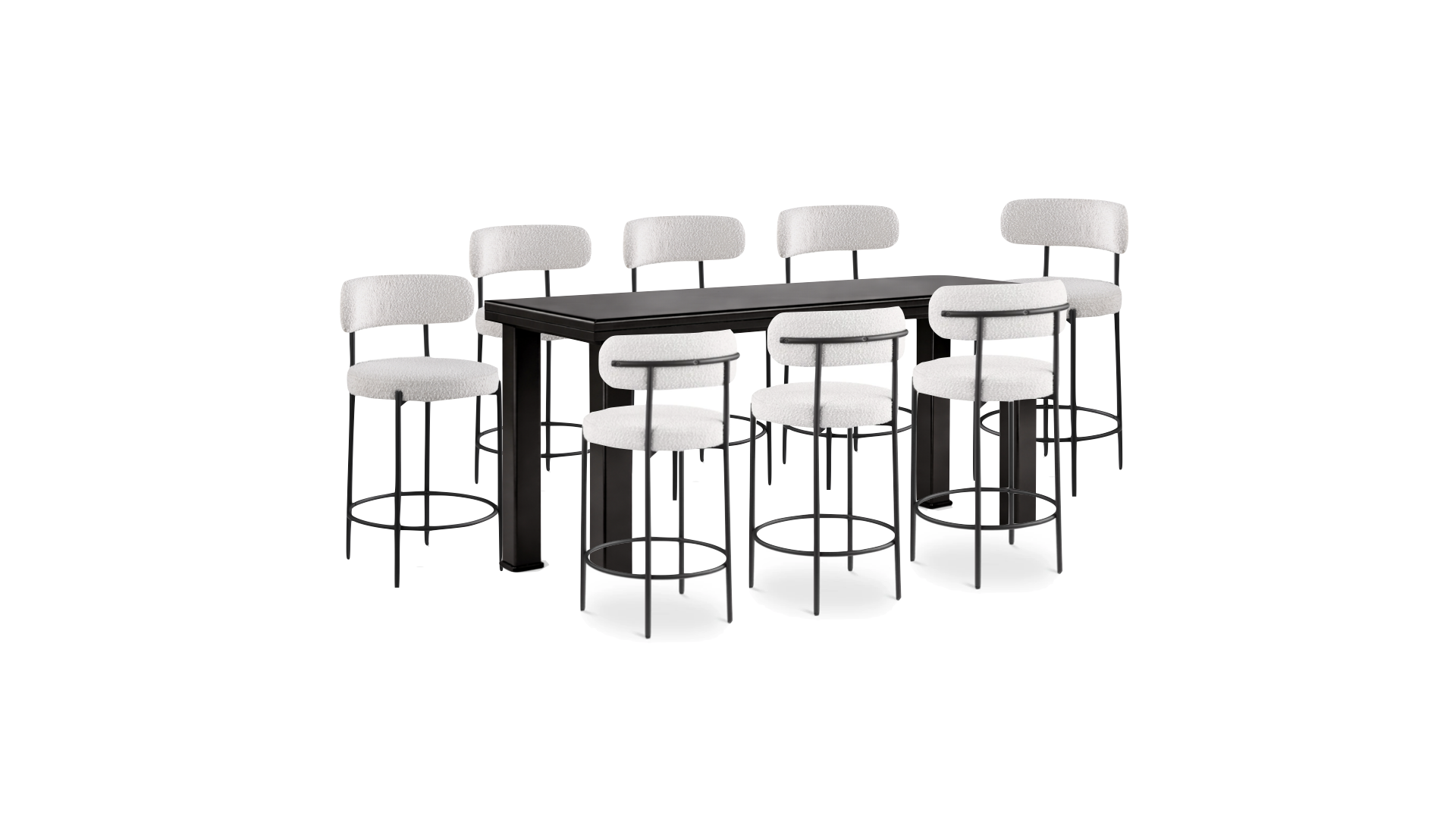 PAQUETE 8 Pax: Bouclé + Mesa periquera negra