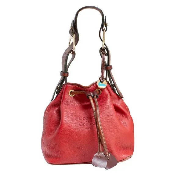 Vintage Dooney & Bourke Red Pebbled Leather Bucket Bag