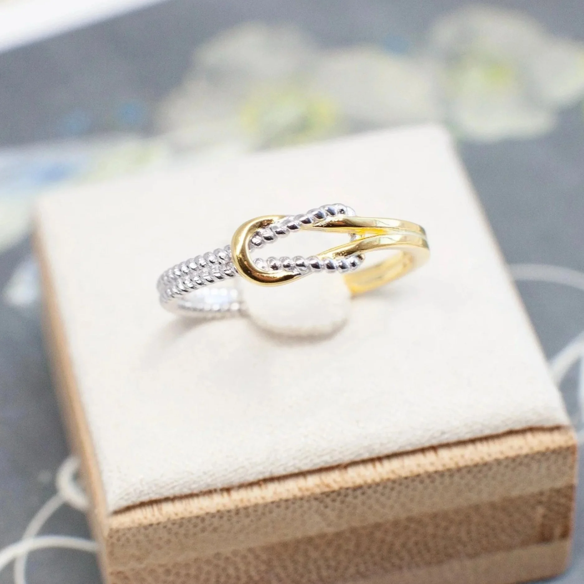 mixed metal dainty ring, minimalist ring