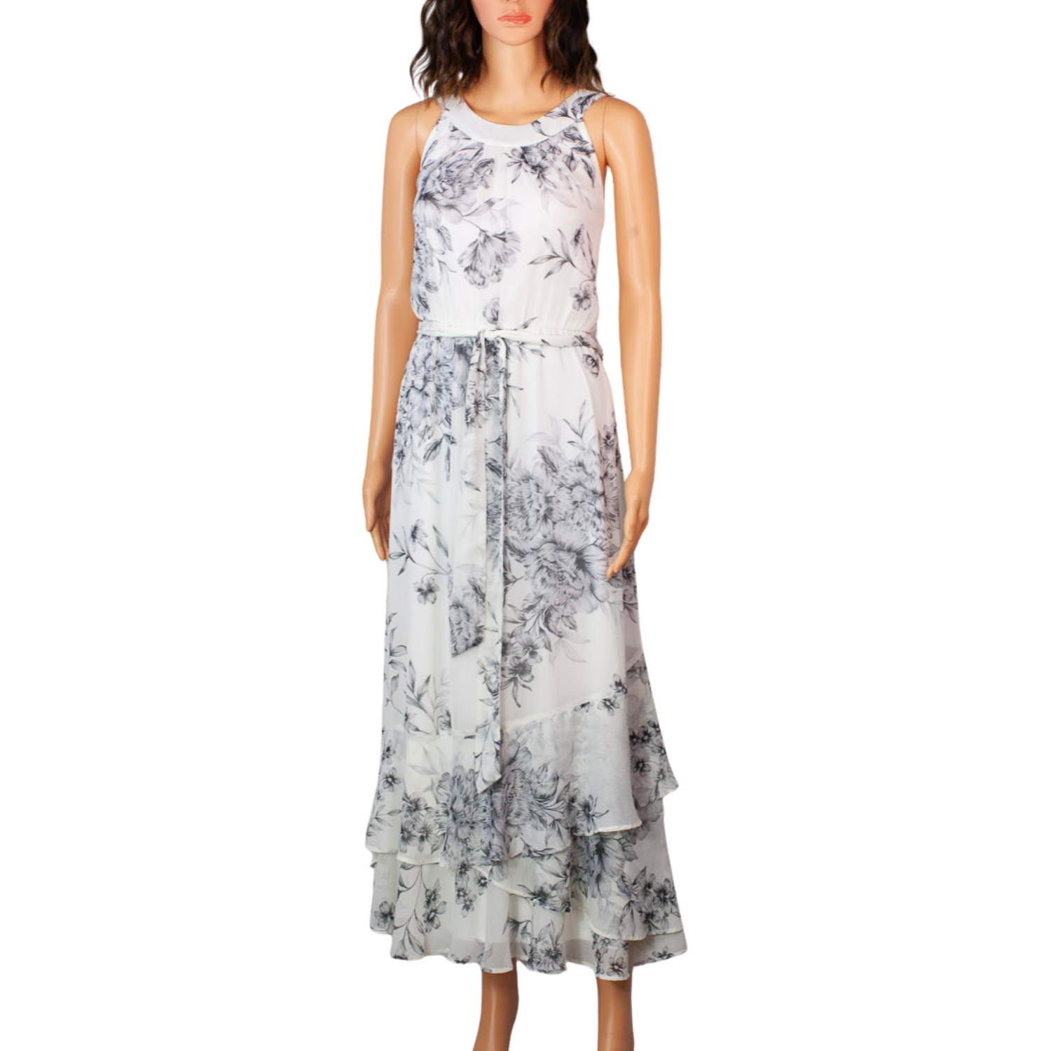 Calvin Klein Size 14 Floral Maxi Dress Chiffon Summer Dress