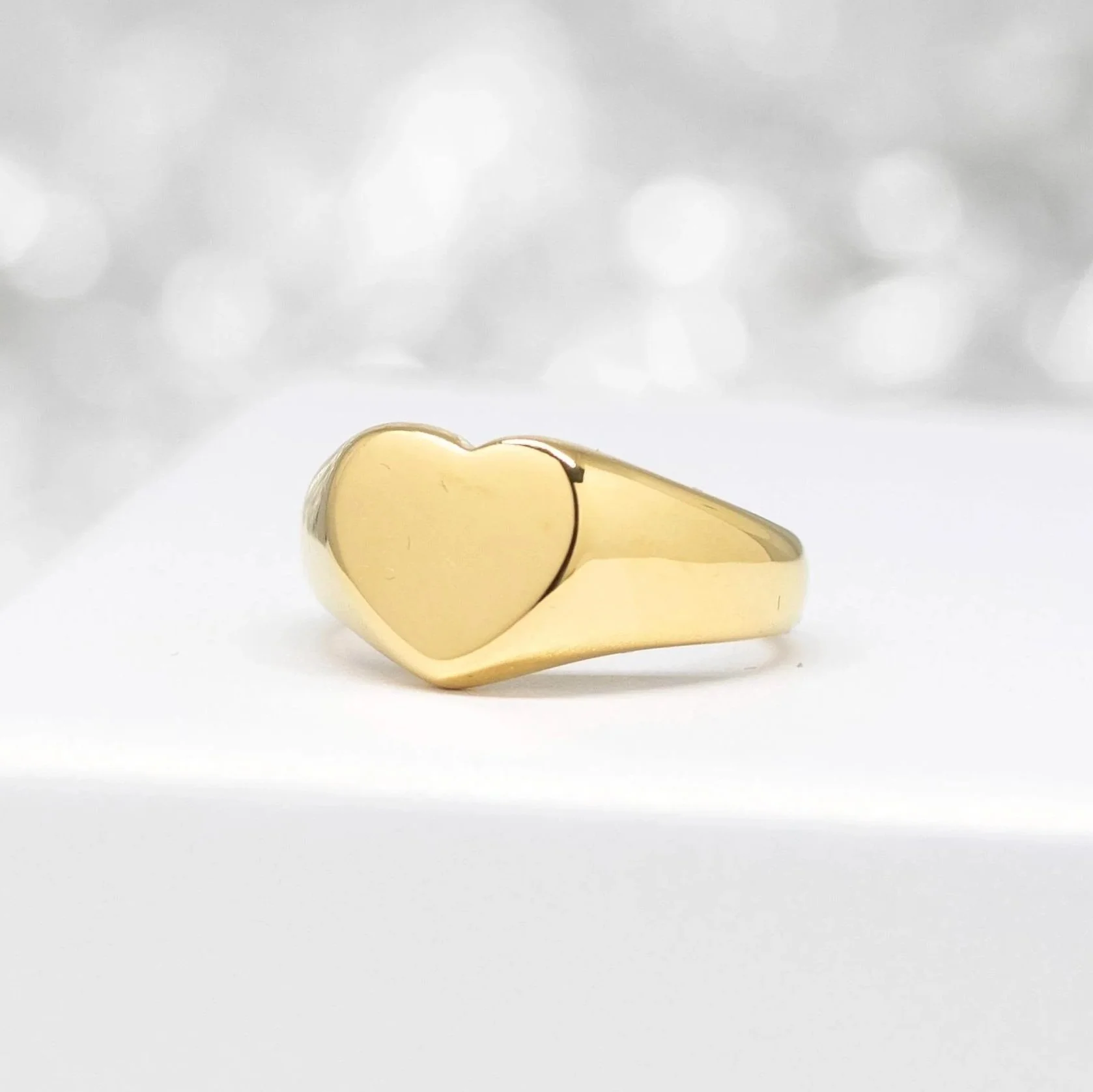 signet heart gold ring, minimalist jewelry