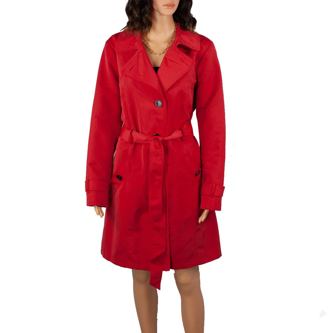 Marks & Spencer Size US 12 UK 16 Red Belted Classic Trench Coat