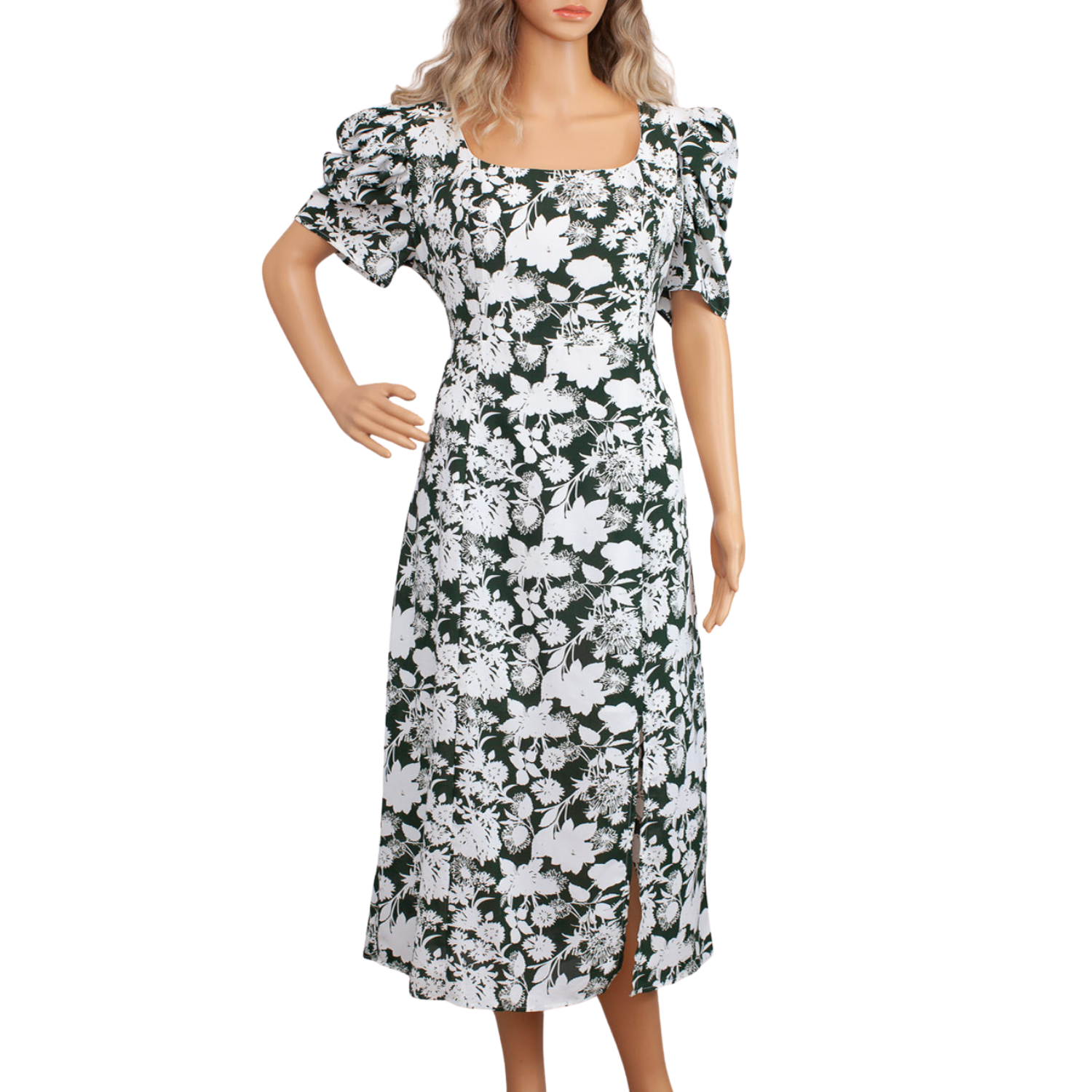 Sam Edelman Green White Floral Midi Dress
