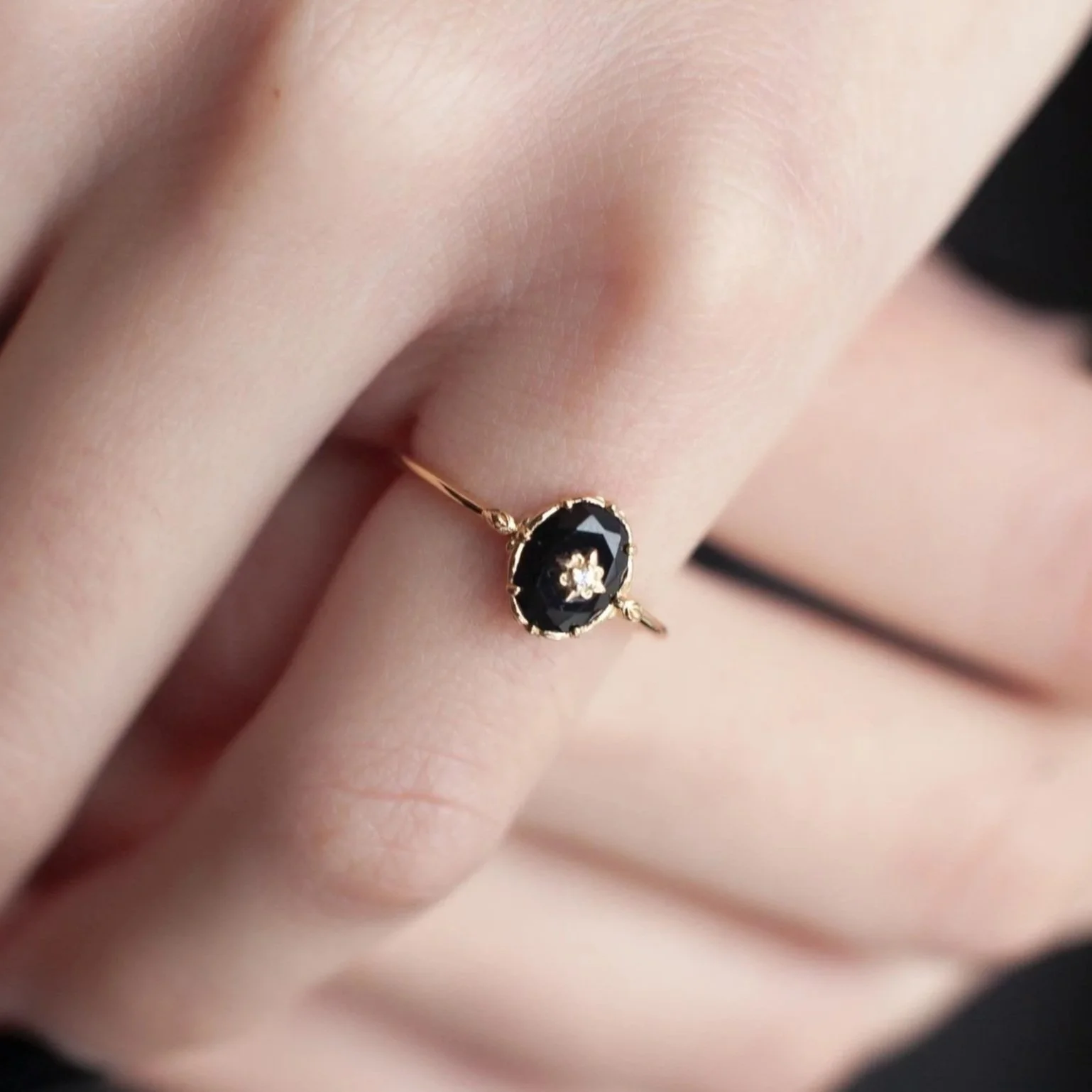 black agate signet ring