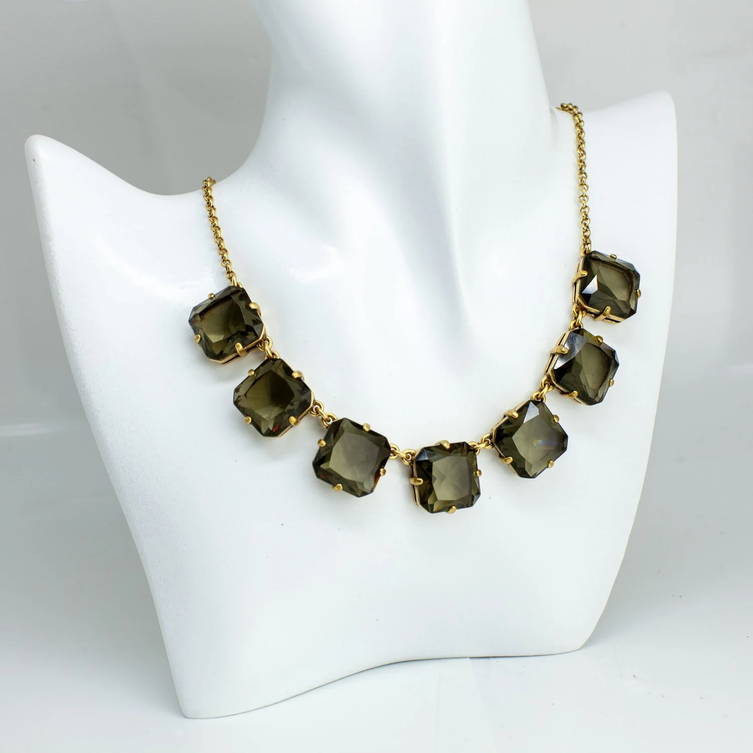 J.Crew Smoky Green Crystal Statement Necklace