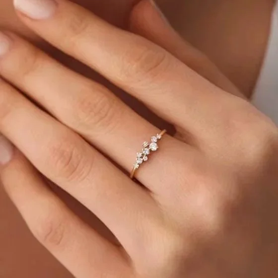 minimalist star constellation gold ring diamonds