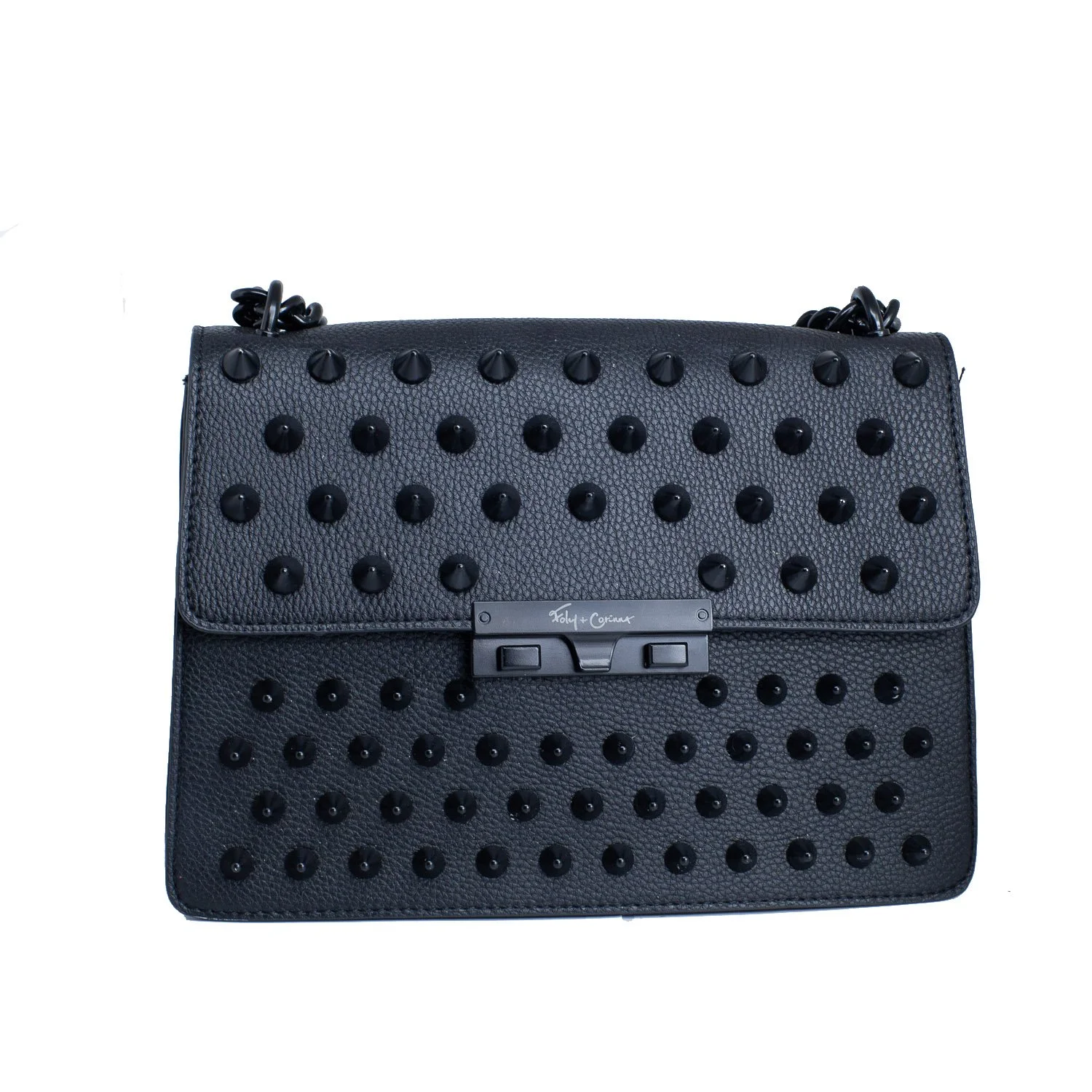 Foley + Corinna Black Studded Shoulder Bag Chain Strap