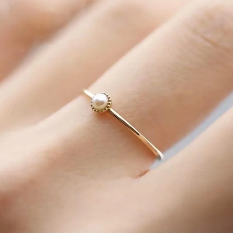 dainty pearl ring