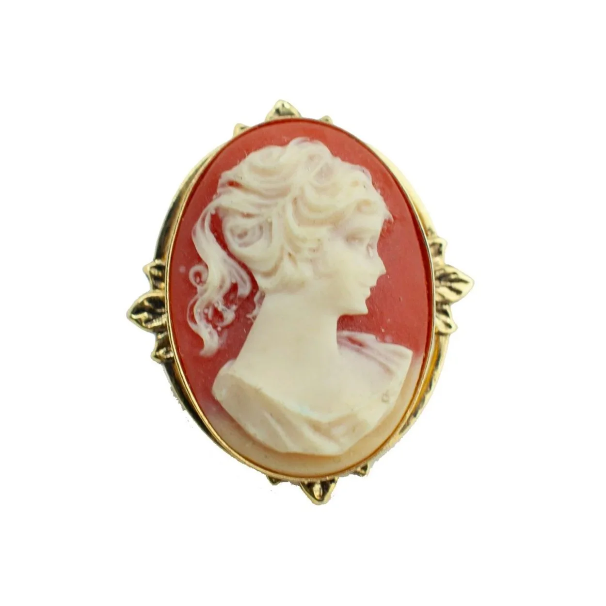 Vintage Cameo Portrait Brooch Gold Tone Frame