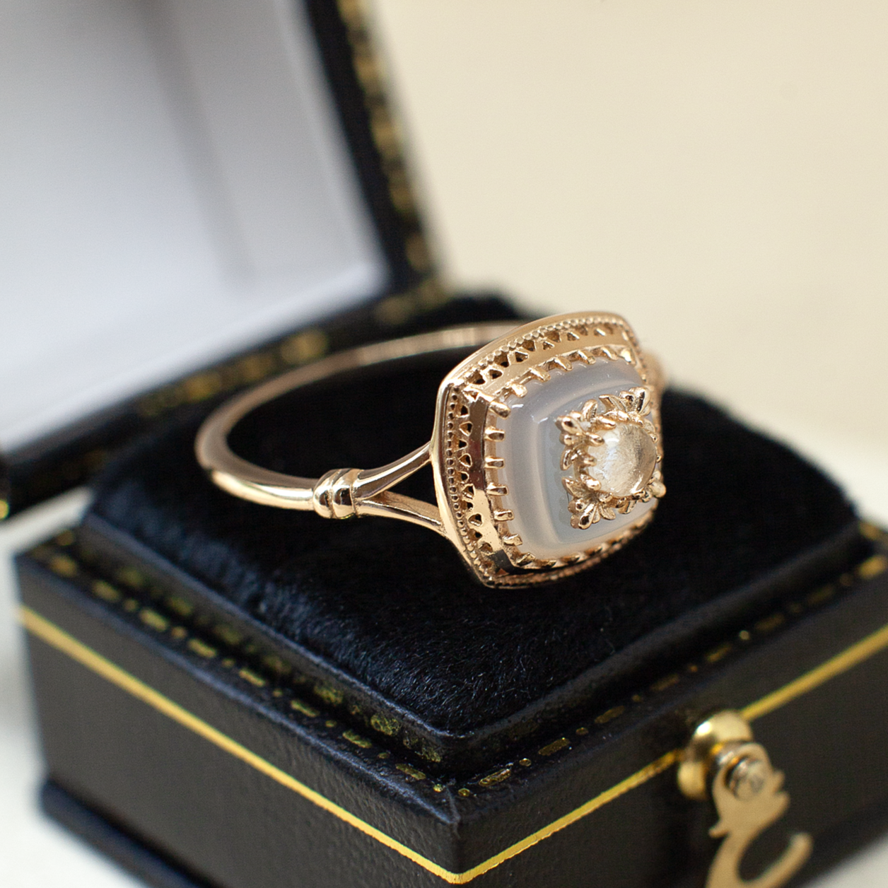 Pink Chalcedony Signet Ring