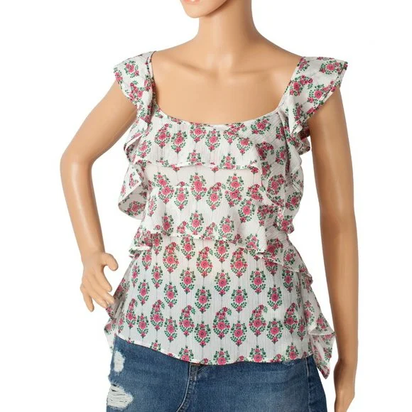 Club Monaco Floral Ruffle Top