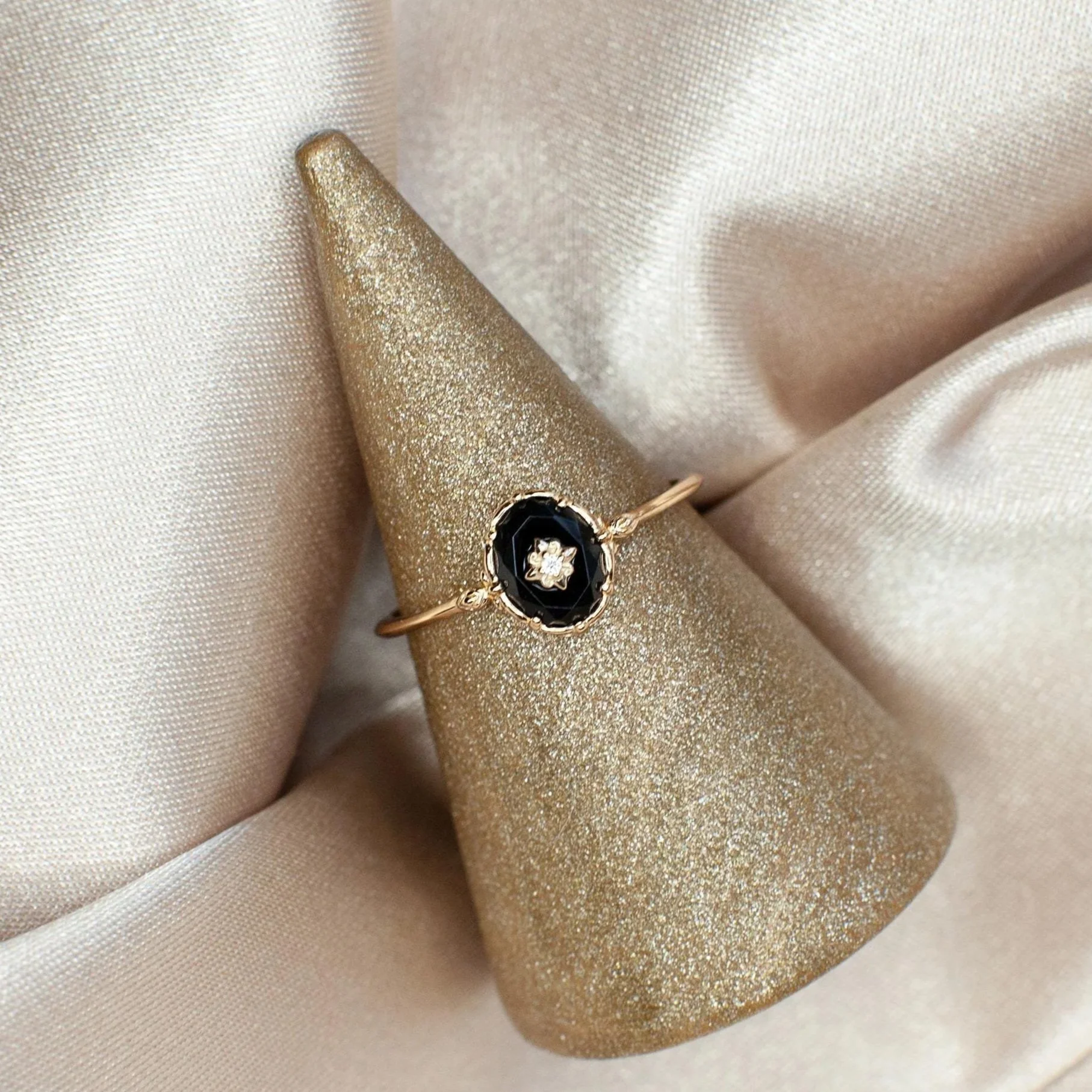 Black Agate Signet Ring