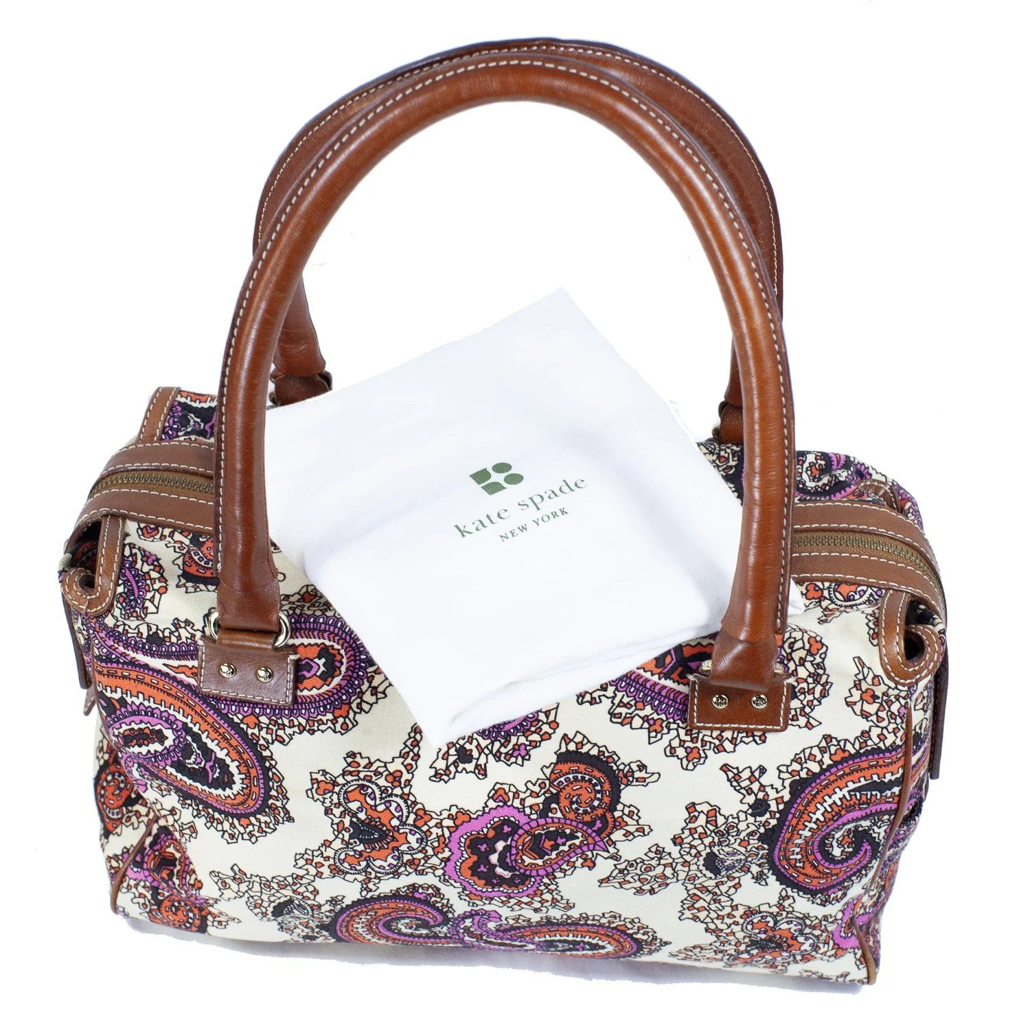 Kate Spade New York Paisley Satchel Bag Leather Handles