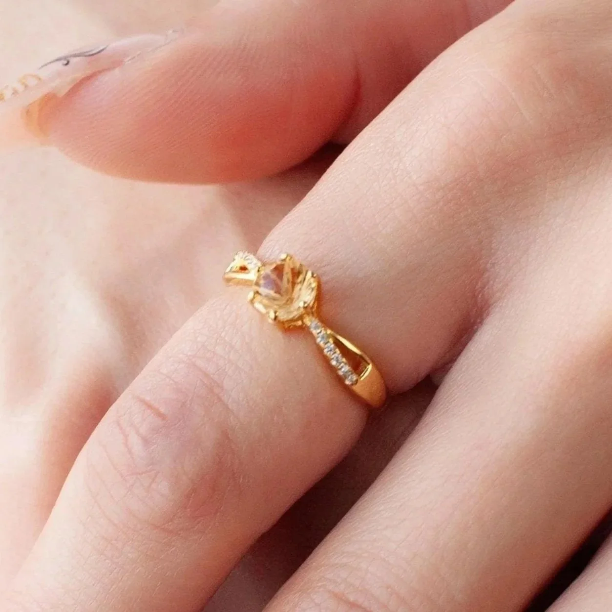 Shop a minimalist citrine solitaire ring featuring a genuine round yellow citrine. A timeless, elegant ring perfect for everyday wear, gifting, or a promise ring.