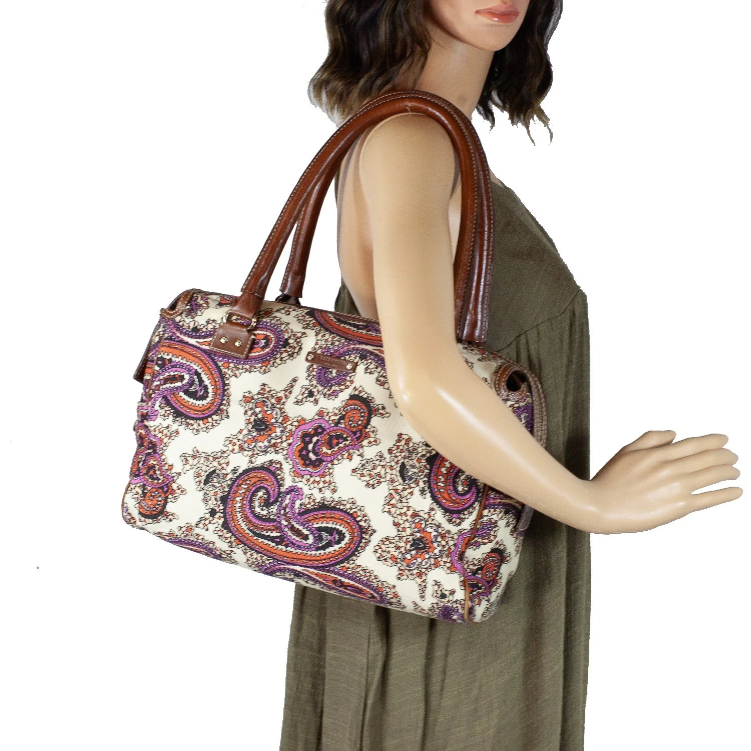 Kate Spade New York Paisley Satchel Bag Leather Handles