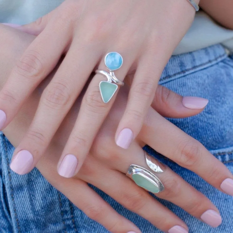 Sea+Glass+Ring%2C+Statement+Ring%2C+Sea+Glass+and+Larimar+Sterling+Silver+Ring%2C+Birthday+Gift+For+Women%2C+Minimalist+Jewelry++1.jpg