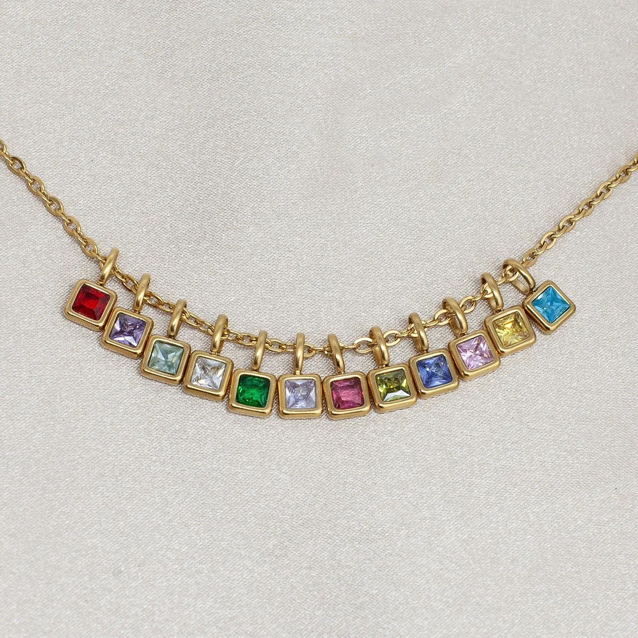 Princess Cut Birthstone Charm